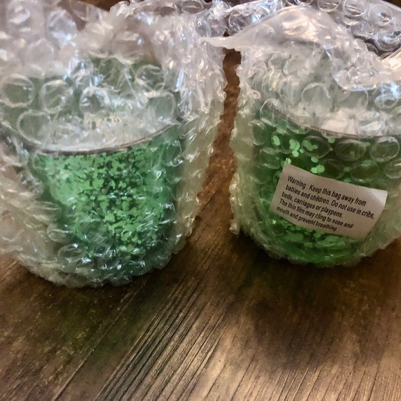 Set of 2 Green Mercury Glass Candle Holders for Votives, Tealights, Christmas - Picture 5 of 8
